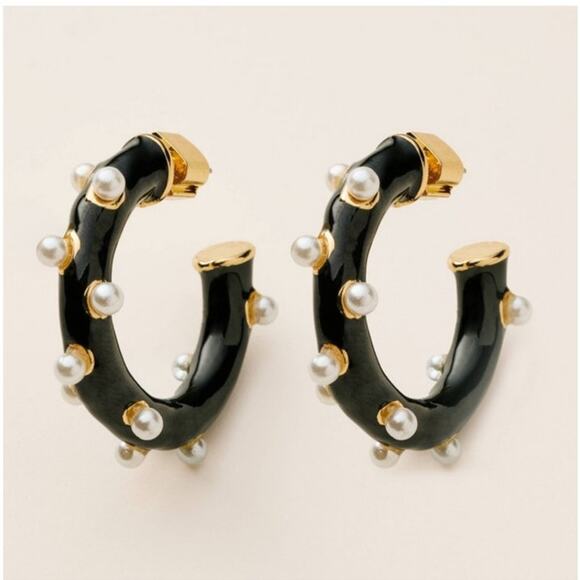 Kate Spade for Target BUNDLE - Pearl, Gold Balloon, & Black Pearl Hoop Earrings - Picture 4 of 10